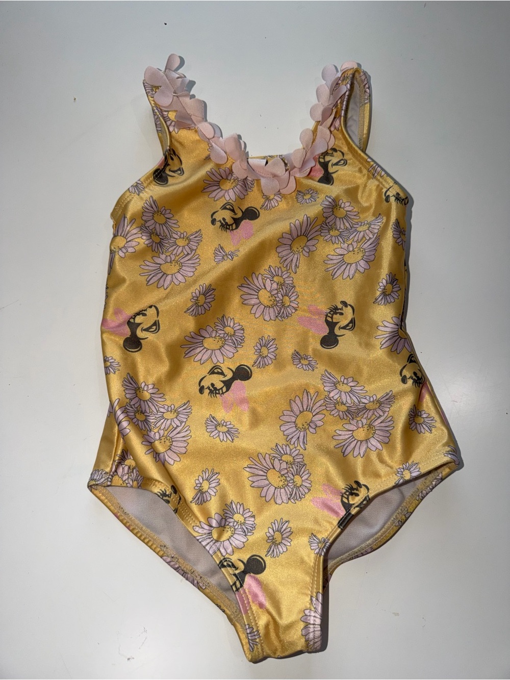 Disney Yellow Pink Floral Daisy One-Piece Swimsuit